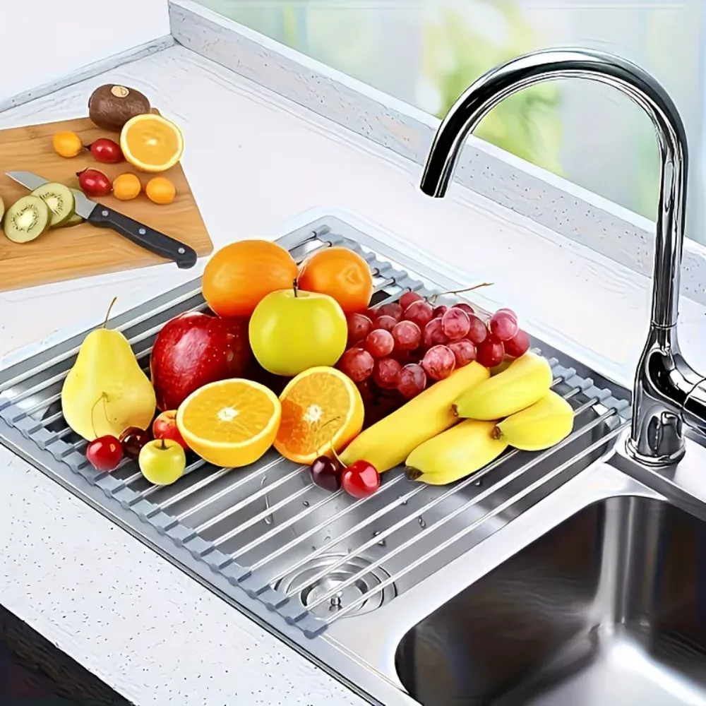 Washed fruit draining on the rack
