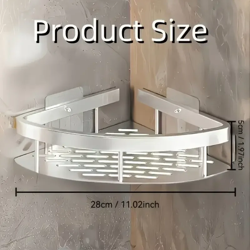 Dimensions de l'étagère d'angle : environ 28 cm de côté et 5 cm de hauteur de rebord