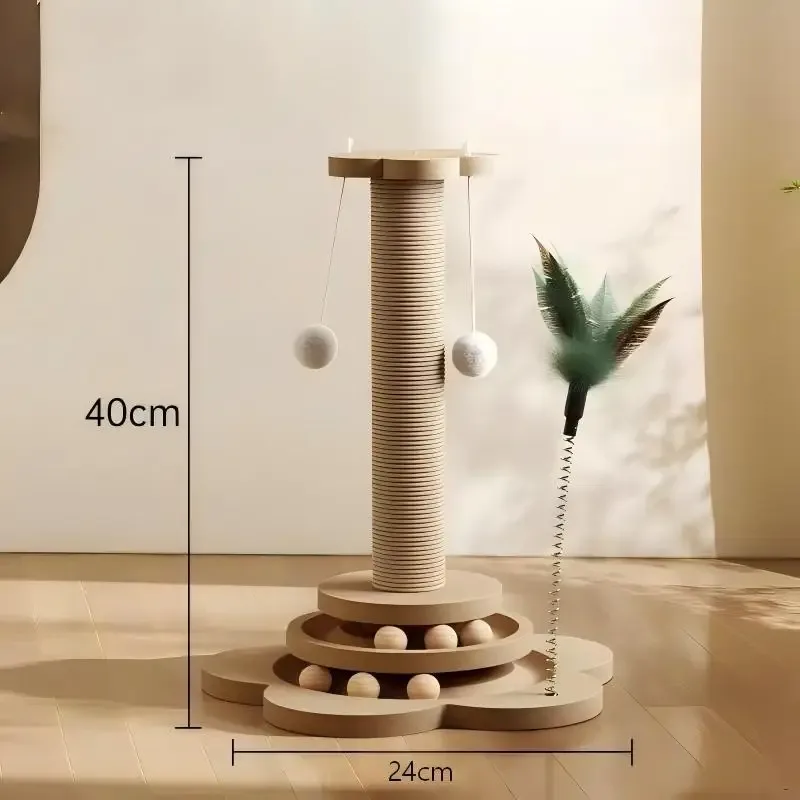 Dimensions du griffoir : environ 40 cm de haut et 24 cm de large à la base