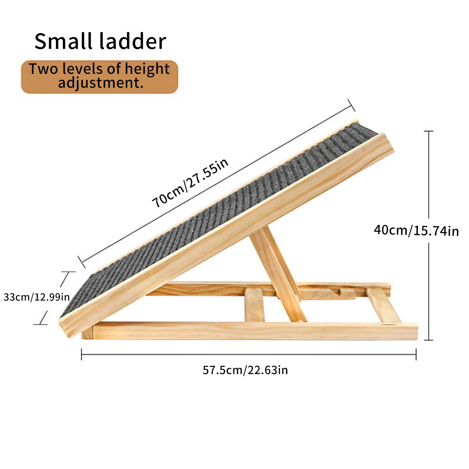 Schéma de la rampe 70 cm : longueur 70 cm, deux hauteurs possibles, 33 cm ou 40 cm